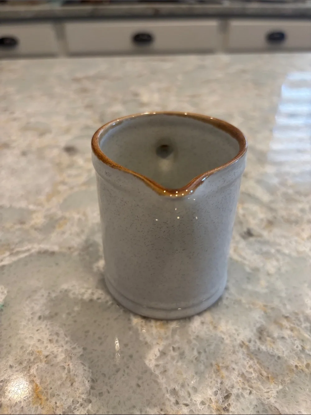 Vintage Stoneware Nikko Stone Creamer in Speckeled off white. No chips/cracks